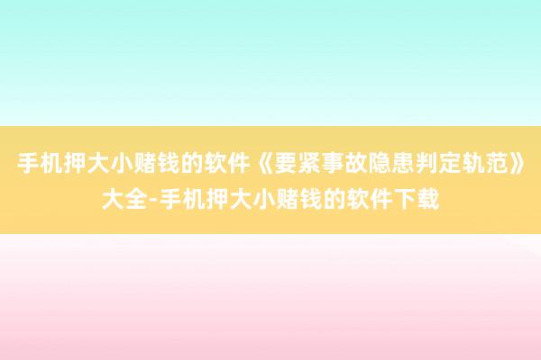 手机押大小赌钱的软件《要紧事故隐患判定轨范》大全-手机押大小赌钱的软件下载