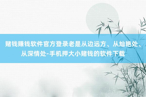 赌钱赚钱软件官方登录老是从边远方、从灿艳处、从深情处-手机押大小赌钱的软件下载