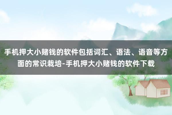 手机押大小赌钱的软件包括词汇、语法、语音等方面的常识栽培-手机押大小赌钱的软件下载
