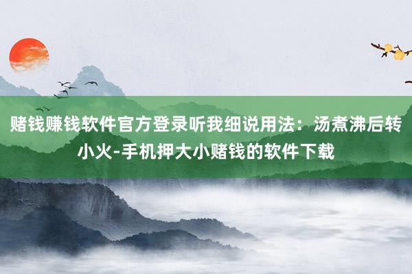 赌钱赚钱软件官方登录听我细说用法：汤煮沸后转小火-手机押大小赌钱的软件下载