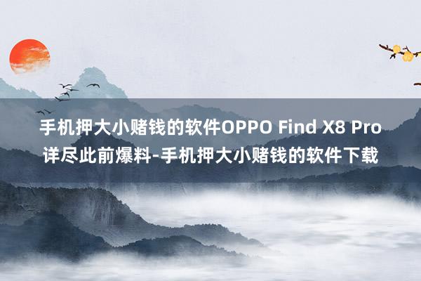 手机押大小赌钱的软件OPPO Find X8 Pro详尽此前爆料-手机押大小赌钱的软件下载