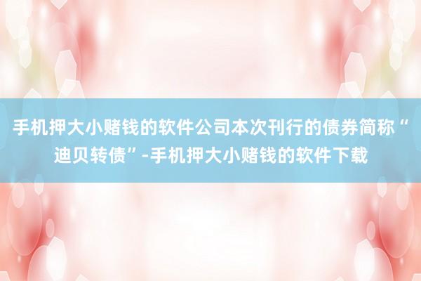 手机押大小赌钱的软件公司本次刊行的债券简称“迪贝转债”-手机押大小赌钱的软件下载