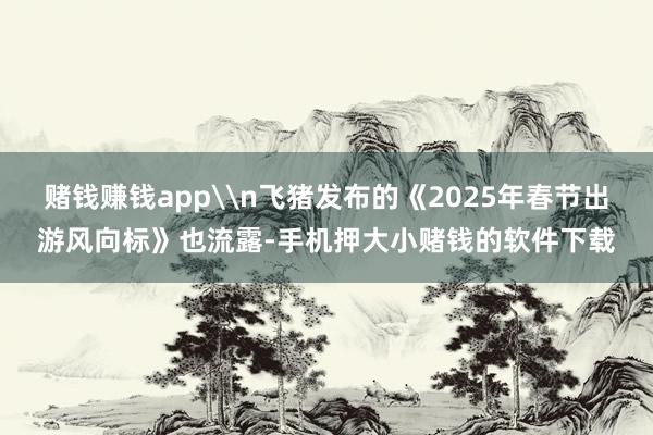 赌钱赚钱app\n飞猪发布的《2025年春节出游风向标》也流露-手机押大小赌钱的软件下载