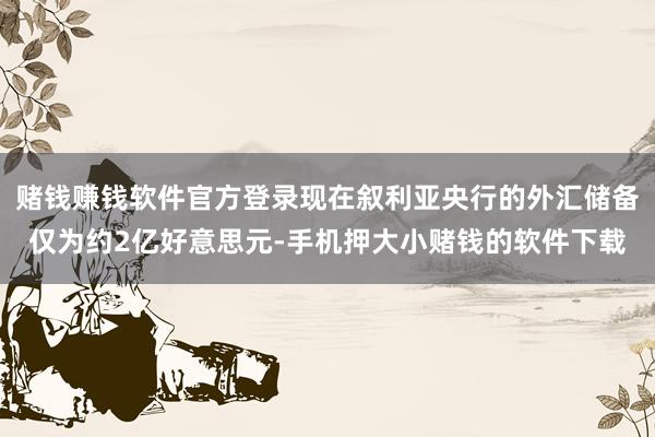 赌钱赚钱软件官方登录现在叙利亚央行的外汇储备仅为约2亿好意思元-手机押大小赌钱的软件下载