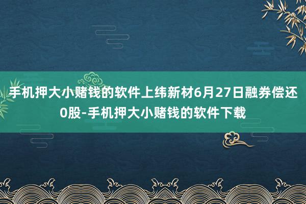 手机押大小赌钱的软件上纬新材6月27日融券偿还0股-手机押大小赌钱的软件下载