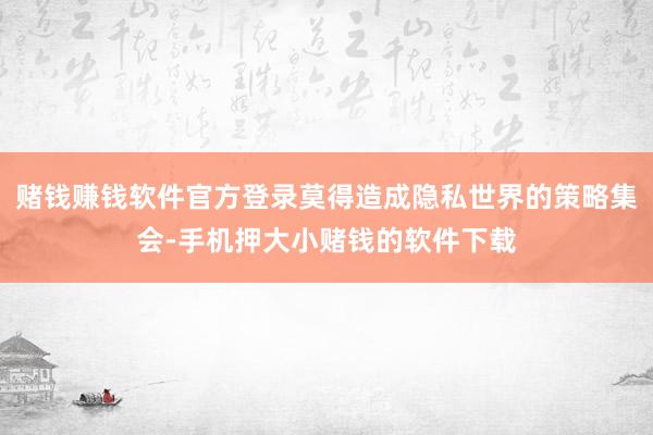 赌钱赚钱软件官方登录莫得造成隐私世界的策略集会-手机押大小赌钱的软件下载