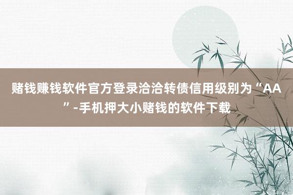 赌钱赚钱软件官方登录洽洽转债信用级别为“AA”-手机押大小赌钱的软件下载